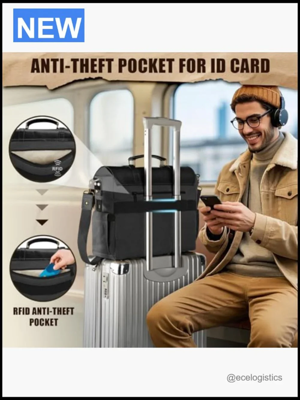 Vintage Messenger Bag 15.6 Laptop Canvas PU Leather USB Port